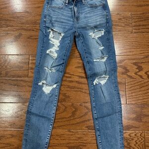 American Eagle Outfitters Ripped Blue Skinny Jeans